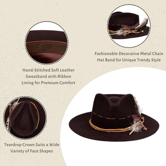 Draven – Premium Handcrafted Dark Wool Fedora - Ruediger Hats