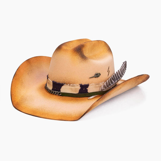 Dustveil – Distressed Cowboy Hat in Desert Gold - Ruediger Hats