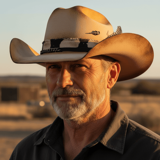 Dustveil – Distressed Cowboy Hat in Desert Gold - Ruediger Hats