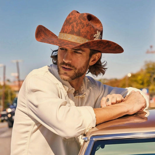 Rustborn – Distressed Cowboy Hat with Stitch Detail - Ruediger Hats