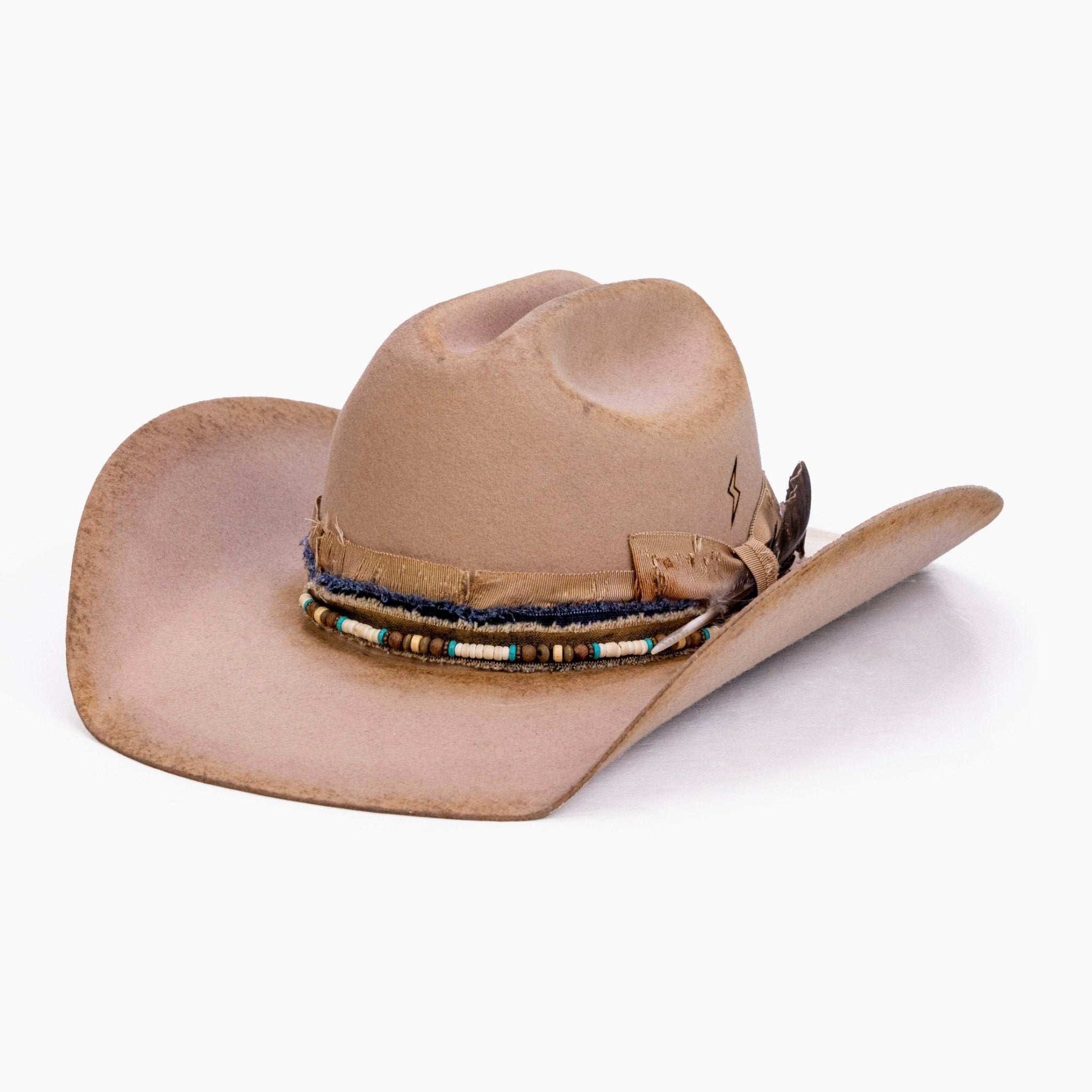Frye Studded Rancher- Brown Cowboy Hat Studded Band Cowboy Hat with Shotgun Shell Pin – Animo Hat  main image 3
