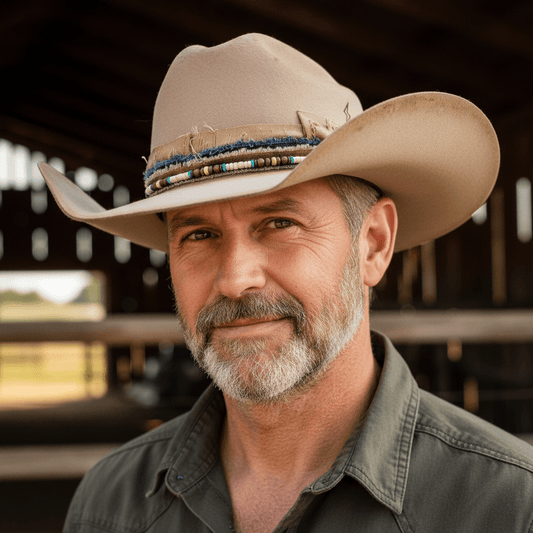 Stillwind – Beaded Cowboy Hat in Desert Sand - Ruediger Hats