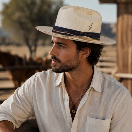 White Ridge – Distressed Straw Western Fedora - Ruediger Hats