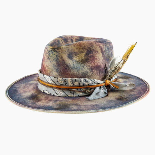 Wide Brim Fedora Felt Feathery Hat - Ruediger Hats