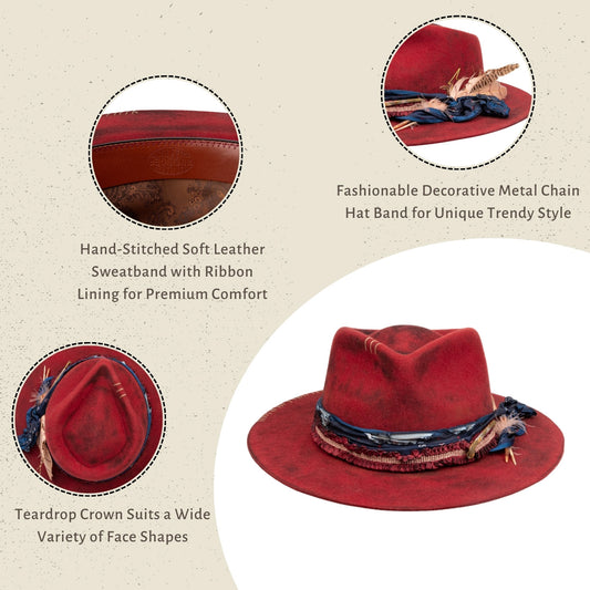 Cadenza – Premium Handcrafted Red Wool Fedora