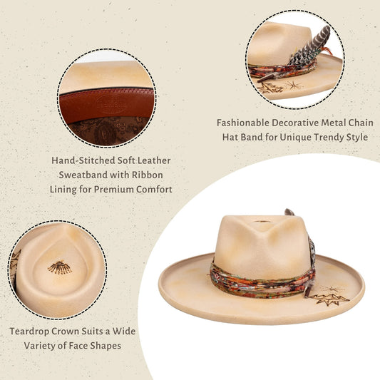 Astra – Premium Handcrafted Beige Wool Fedora