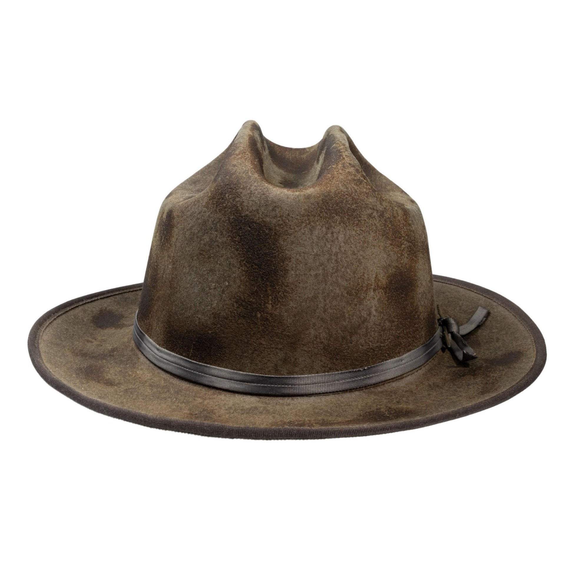 Aurora - Handcrafted Classic Distressed Stiff Open Road Felt Hat - Ruediger Hats