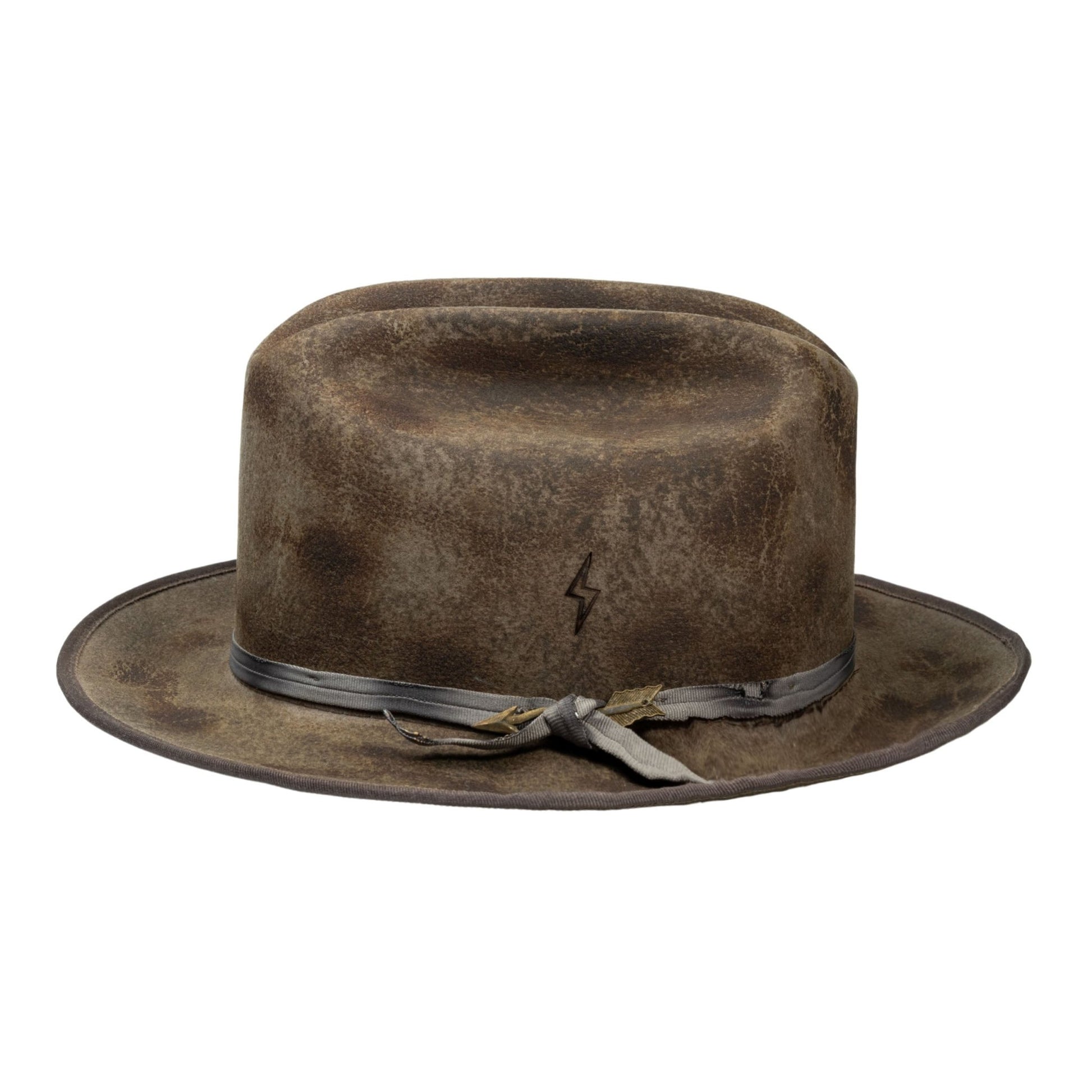 Aurora - Handcrafted Classic Distressed Stiff Open Road Felt Hat - Ruediger Hats