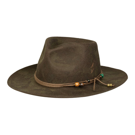 Beaded Strappy Distressed Fedora Hat - Ruediger Hats
