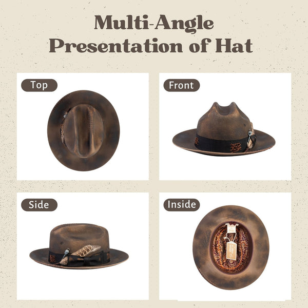 Blackthorn – Distressed Brown Western Hat - Ruediger Hats