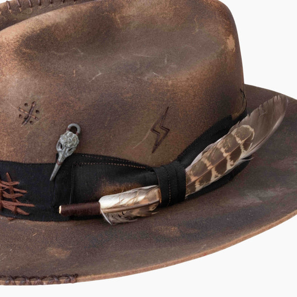 Blackthorn – Distressed Brown Western Hat - Ruediger Hats