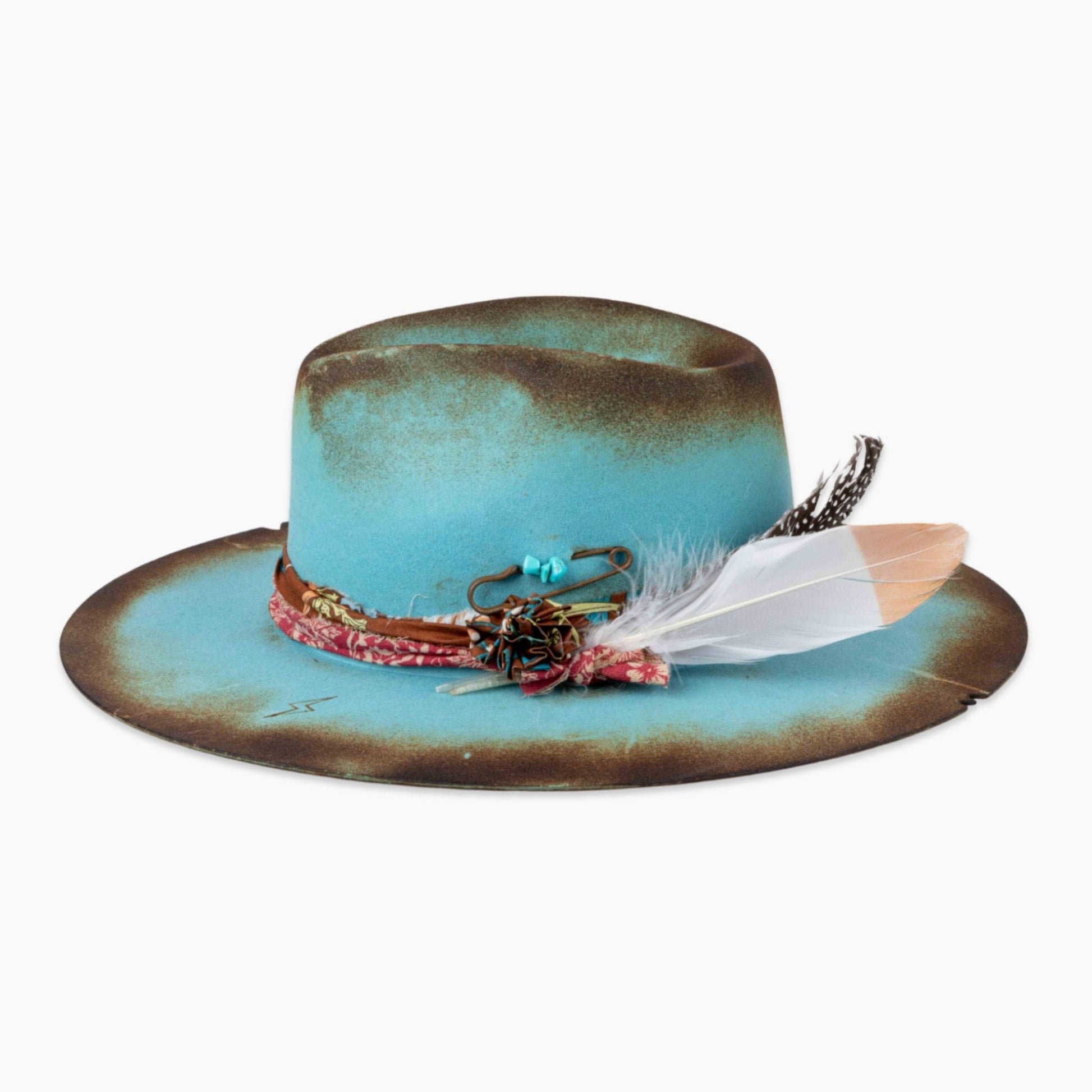 Caldera – Burnt Edge Fedora in Aqua Blue - Ruediger Hats