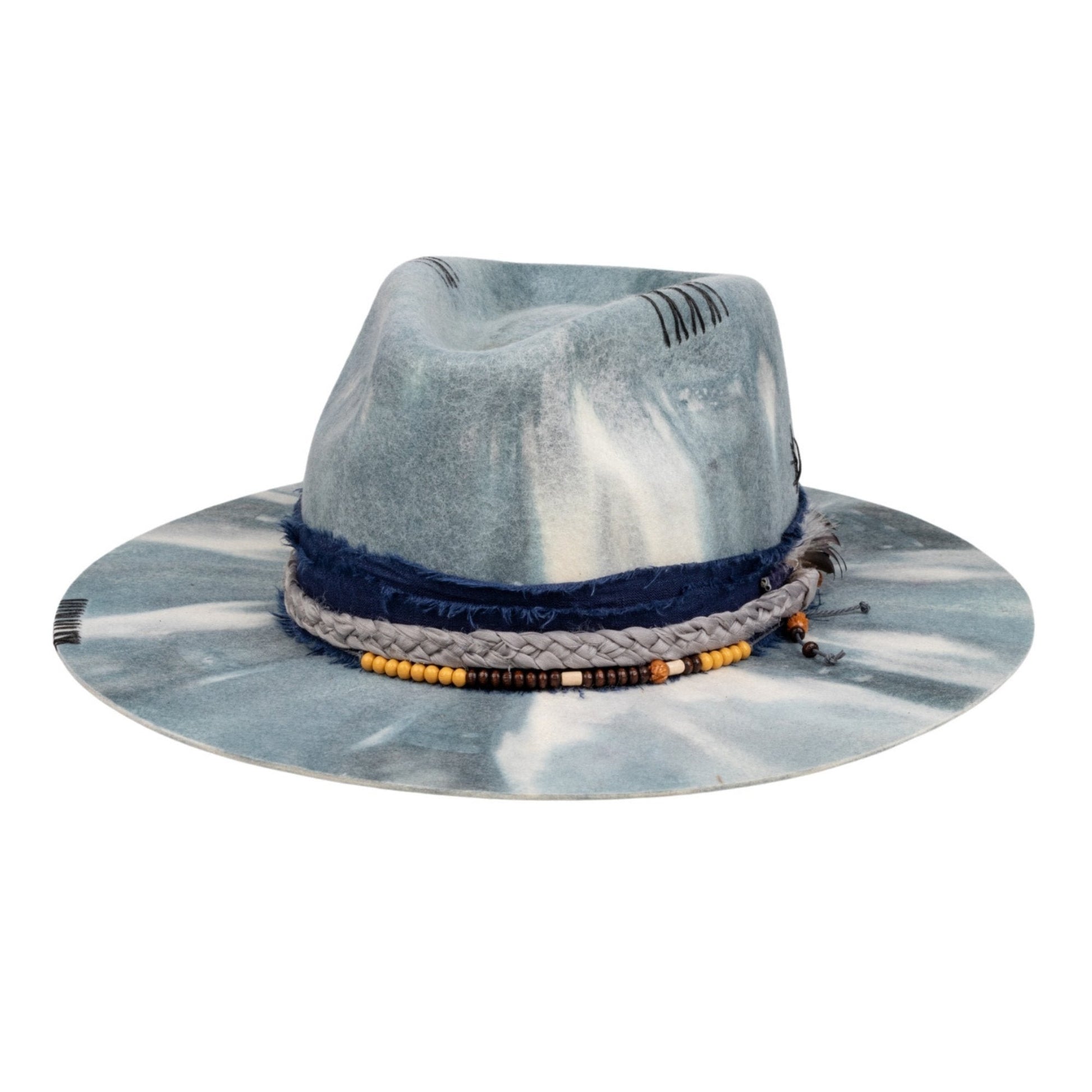 Celeste - Handcrafted Indigo Dreams Tie - Dye Fedora Hat - Ruediger Hats