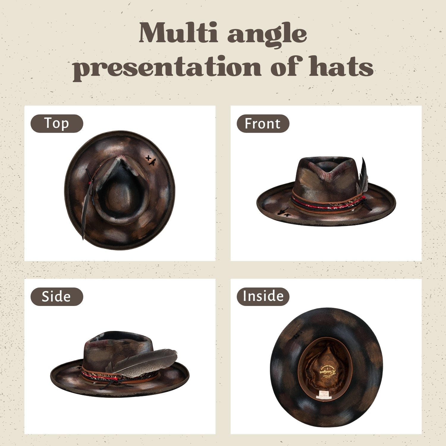 Distressed Handmade Stiff Fedora Hat - Ruediger Hats