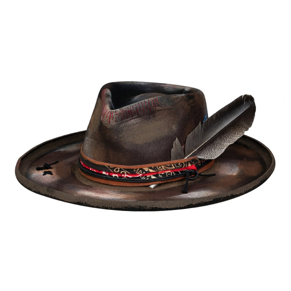 Distressed Handmade Stiff Fedora Hat - Ruediger Hats