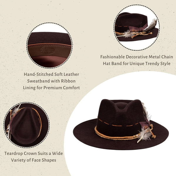 Draven – Premium Handcrafted Dark Wool Fedora - Ruediger Hats