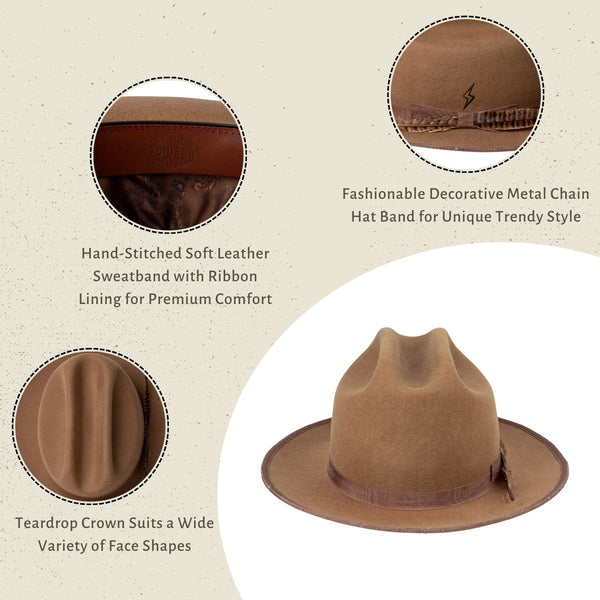 Duke - Distressed Vintage Western Fedora - Ruediger Hats