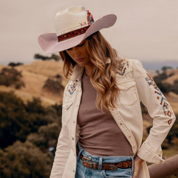 Dustrose – Handcrafted Western Ivory Blush Hat - Ruediger Hats