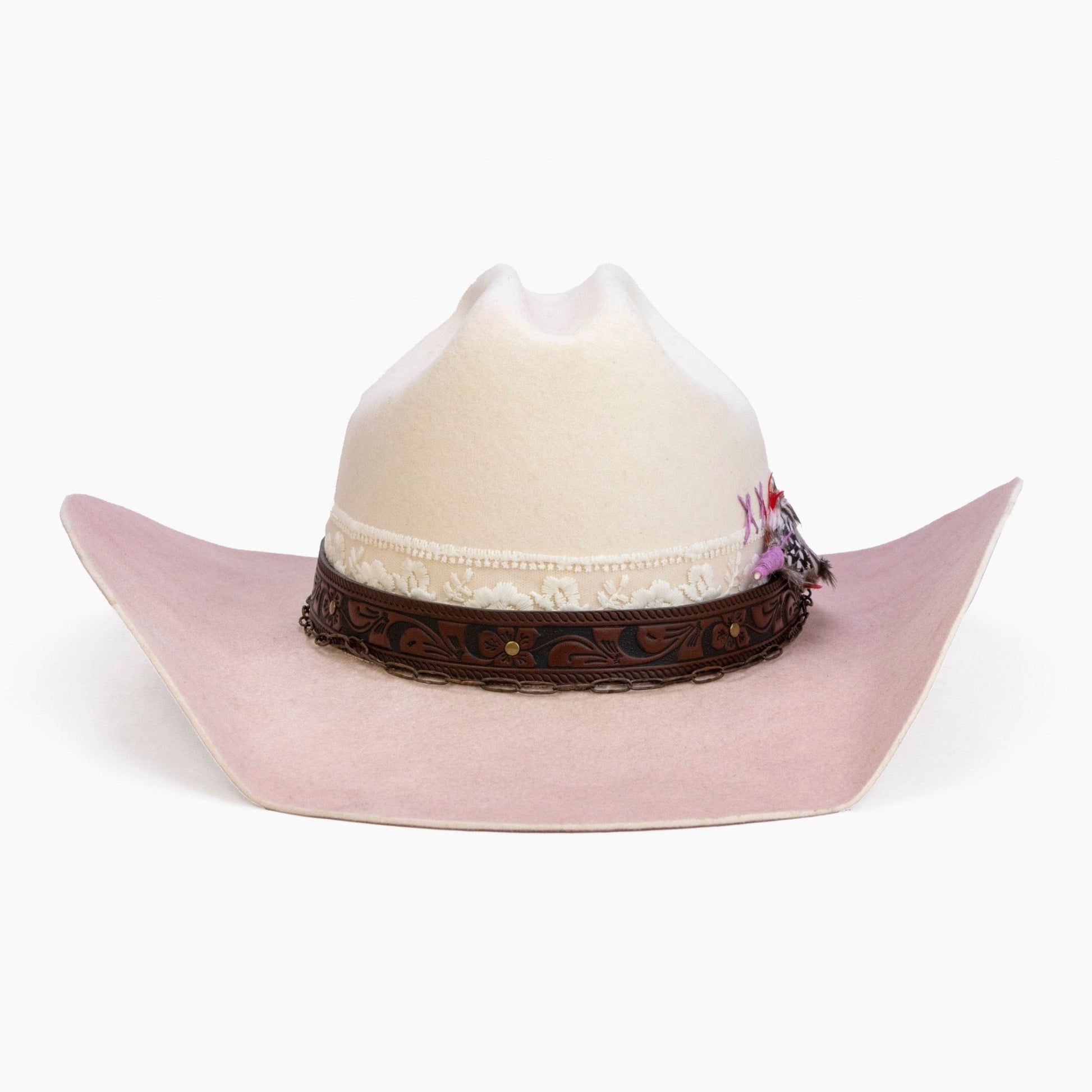 Dustrose – Handcrafted Western Ivory Blush Hat - Ruediger Hats