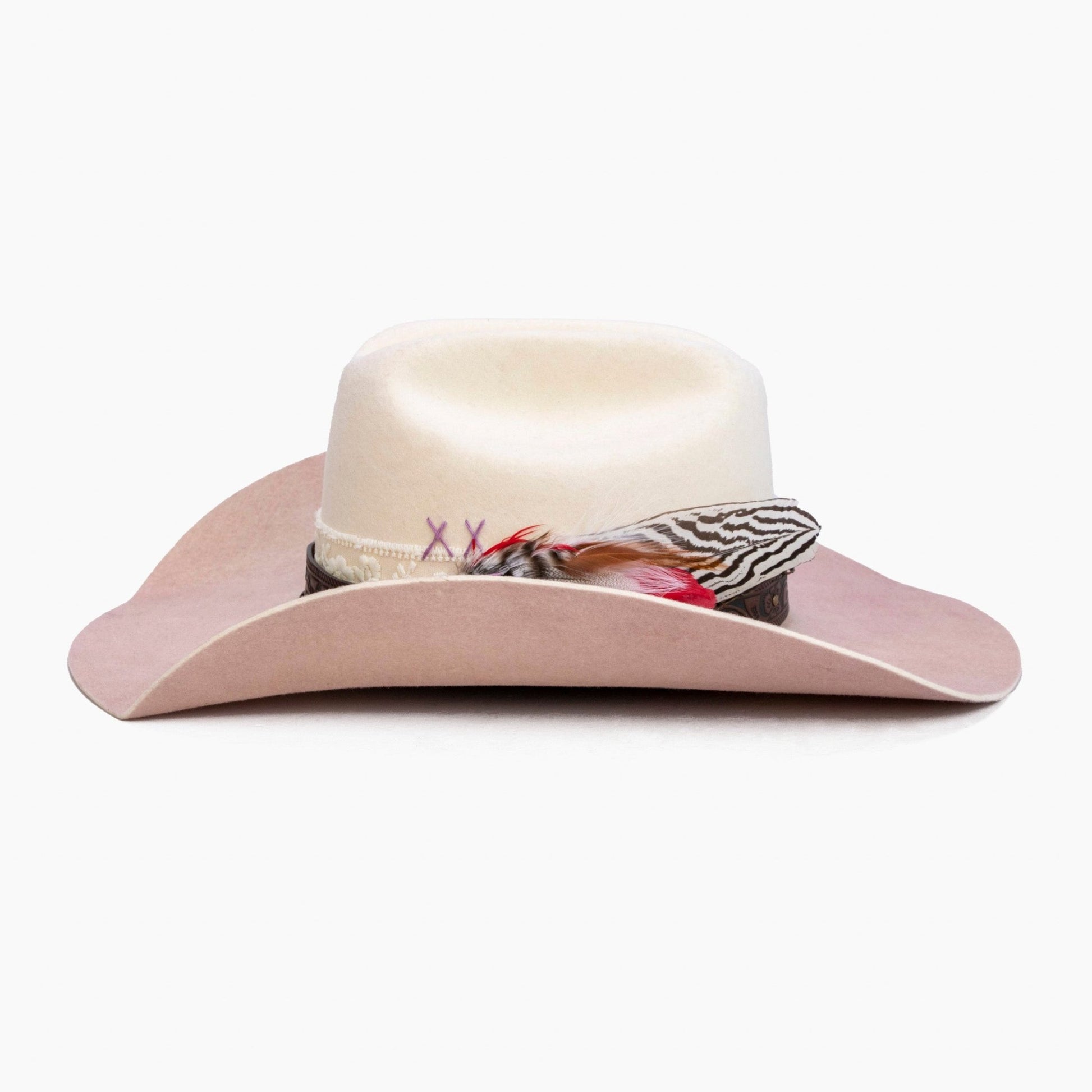 Dustrose – Handcrafted Western Ivory Blush Hat - Ruediger Hats