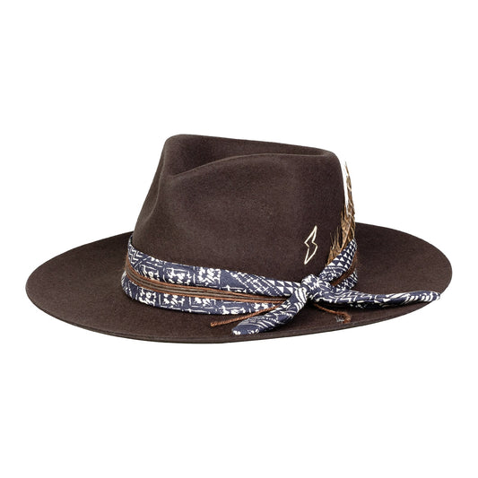 Elegant Ribbon Knots Wide Brim Fedora Hat - Ruediger Hats