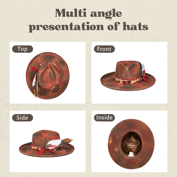 Fashionable Wide Brim Stiff Fedora Hats - Ruediger Hats