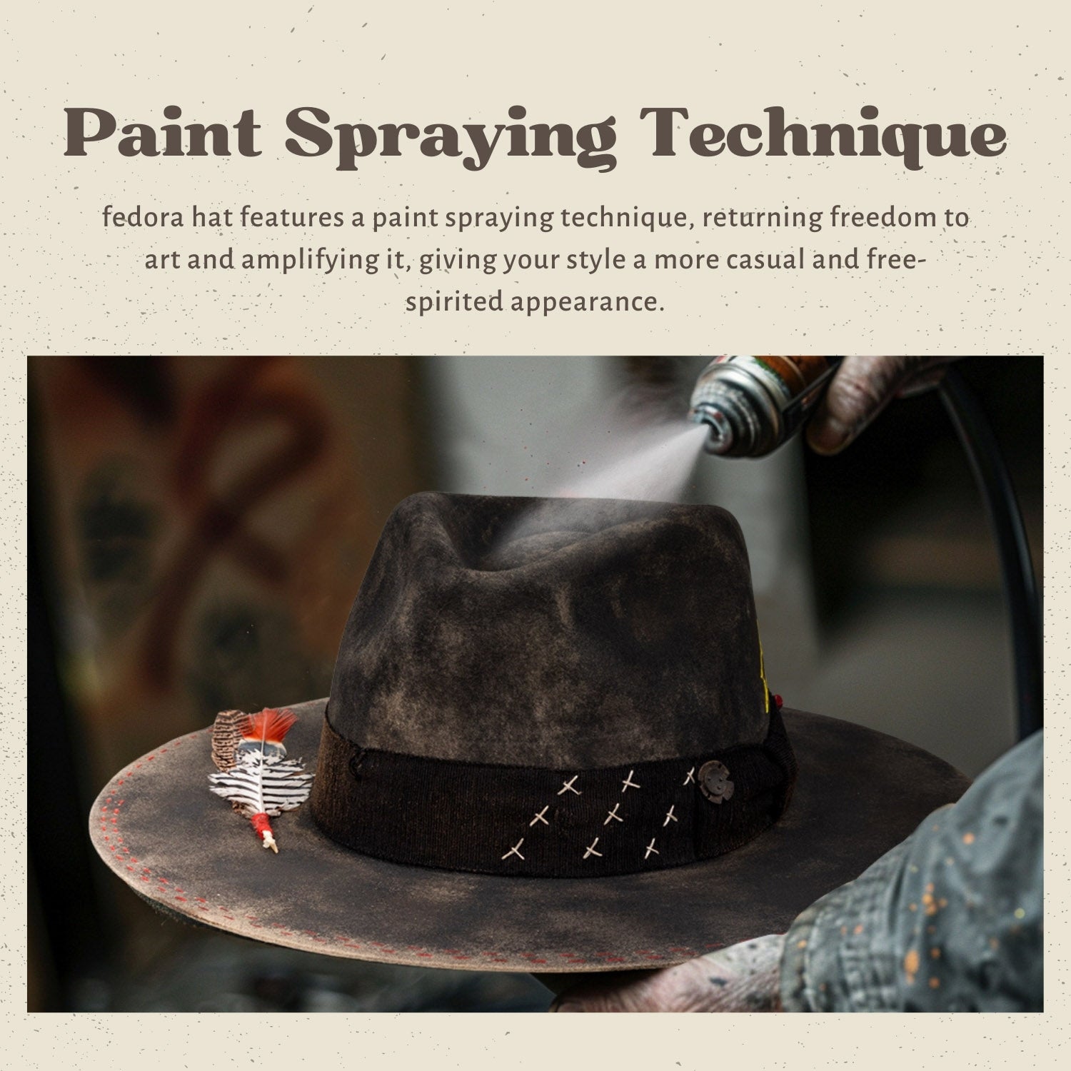 Maverick - Handcrafted Paint - Sprayed Distressed Vintage Fedora Hat - Ruediger Hats