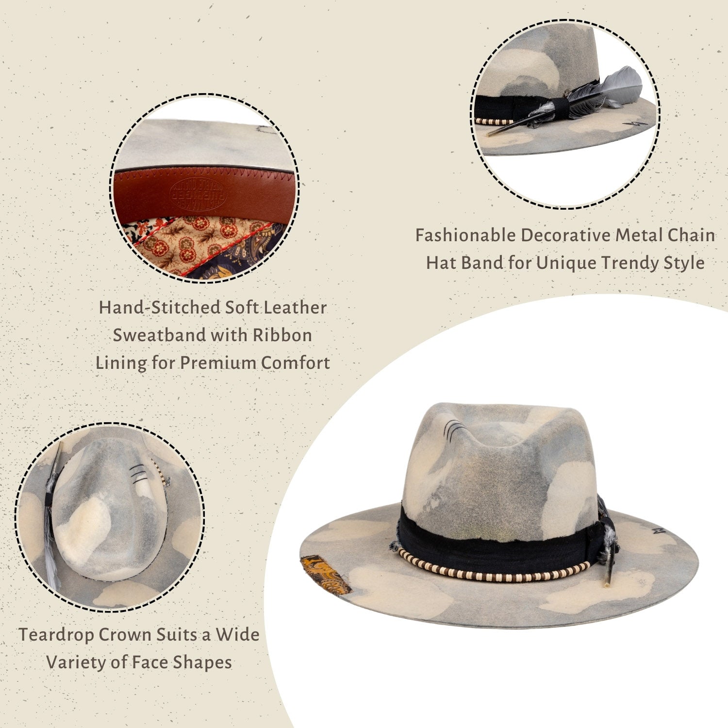 Orion Vintage Handcrafted Tie-Dye Fedora Hat