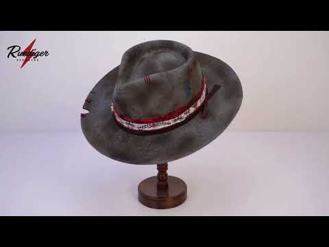 Nova - Vintage Wide Brim Stiff Handcrafted Distressed Fedora Hat