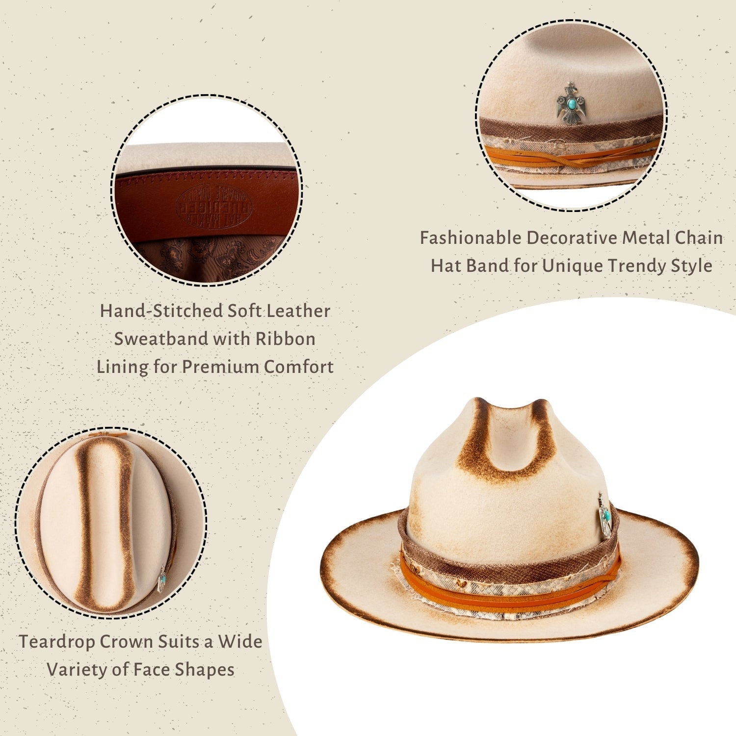 Ranger - Burned Distressed Vintage City Western Hat