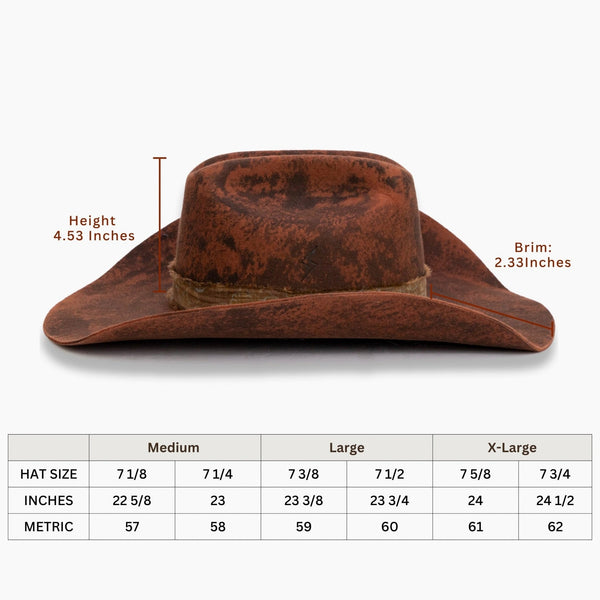 Rustborn – Distressed Cowboy Hat with Stitch Detail - Ruediger Hats