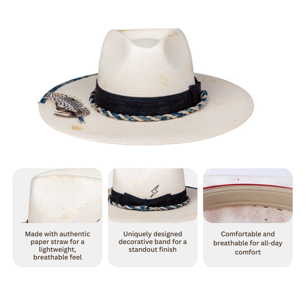 Sierra – Handcrafted Distressed Vintage Western Straw Hat - Ruediger Hats