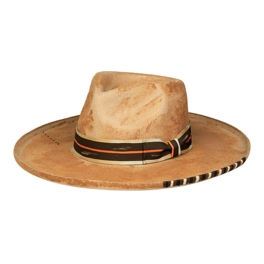 Striped Straps Elegant Design Wool Fedora Hat - Ruediger Hats