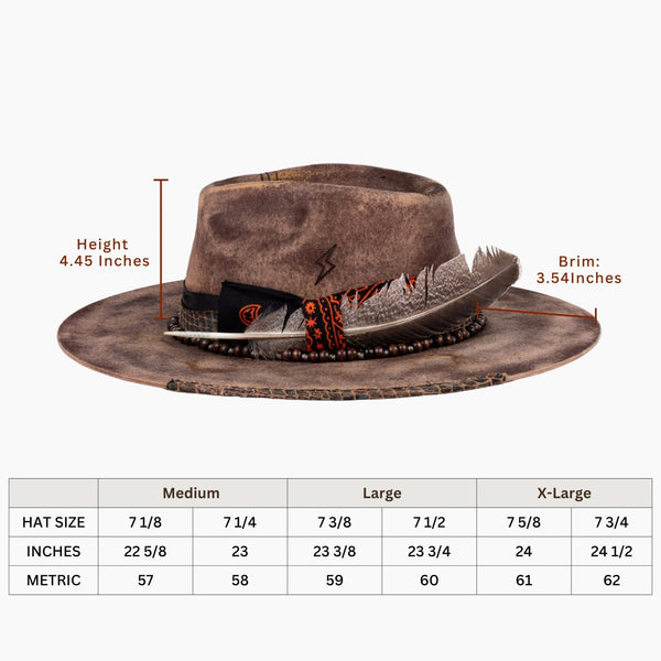 Totem – Tribal - Inspired Fedora in Burnt Brown - Ruediger Hats