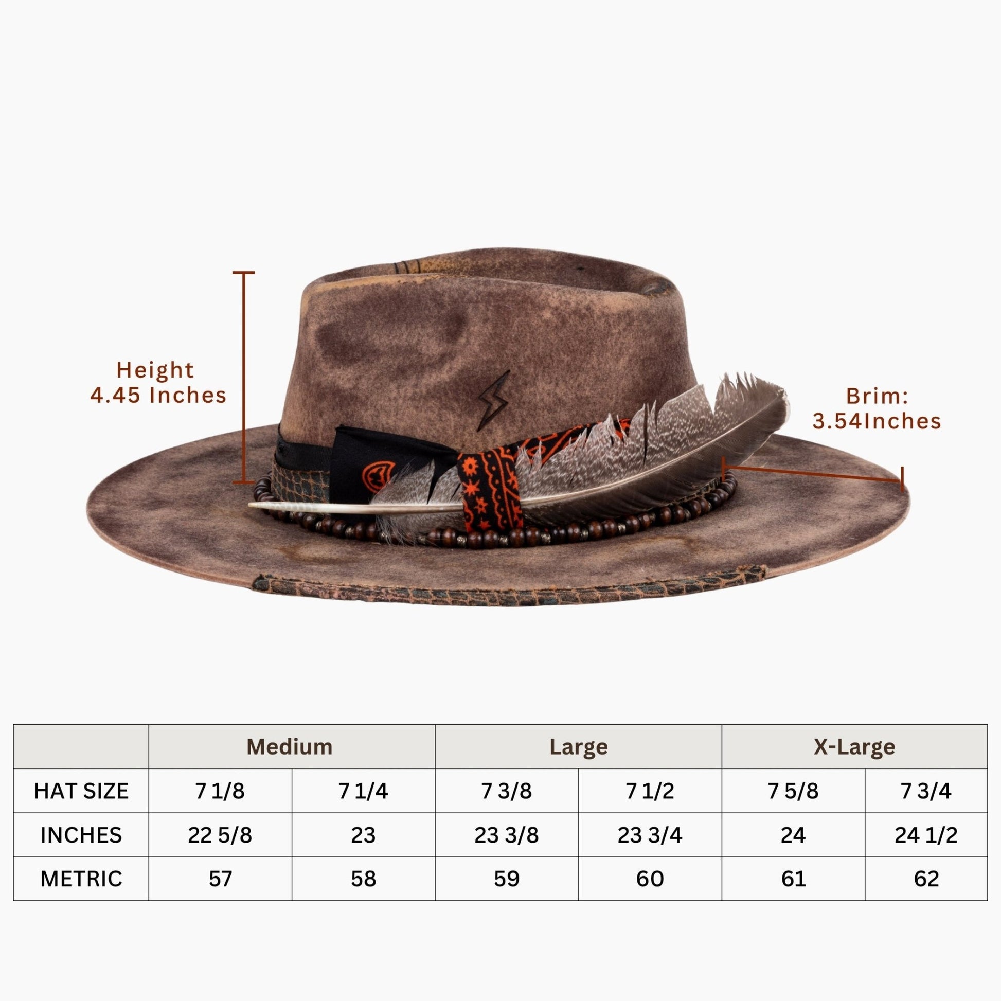 Totem – Tribal - Inspired Fedora in Burnt Brown - Ruediger Hats