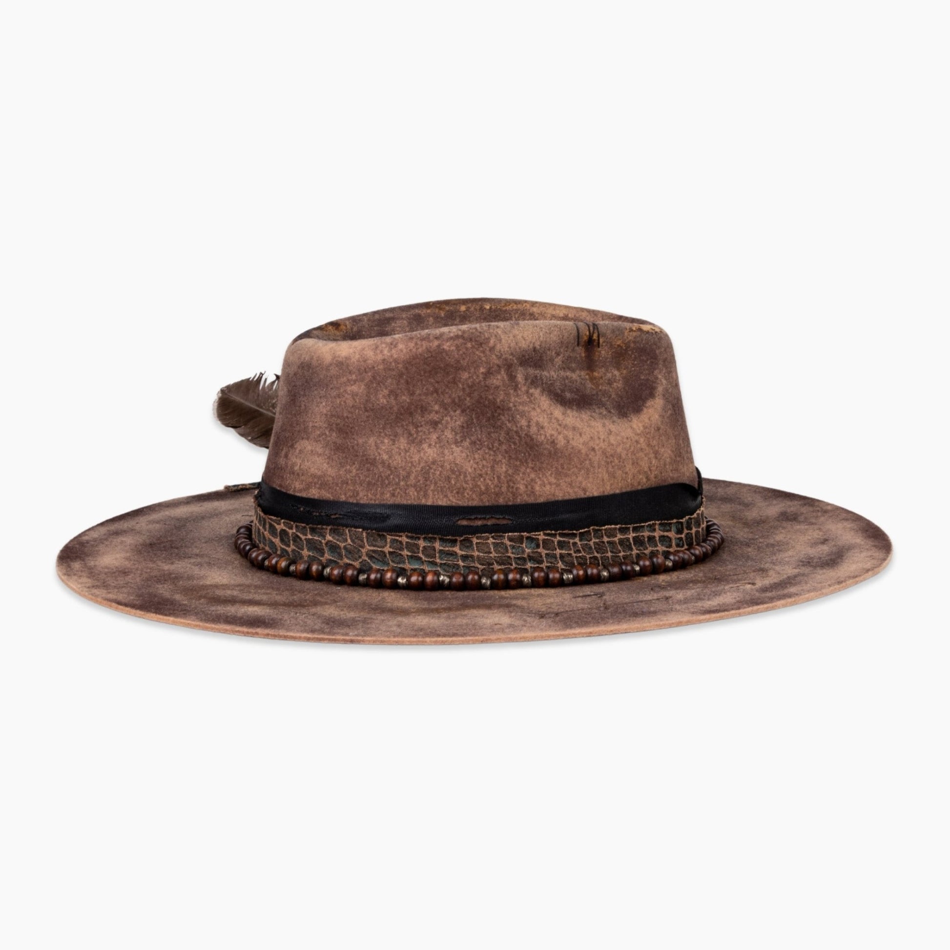 Totem – Tribal - Inspired Fedora in Burnt Brown - Ruediger Hats