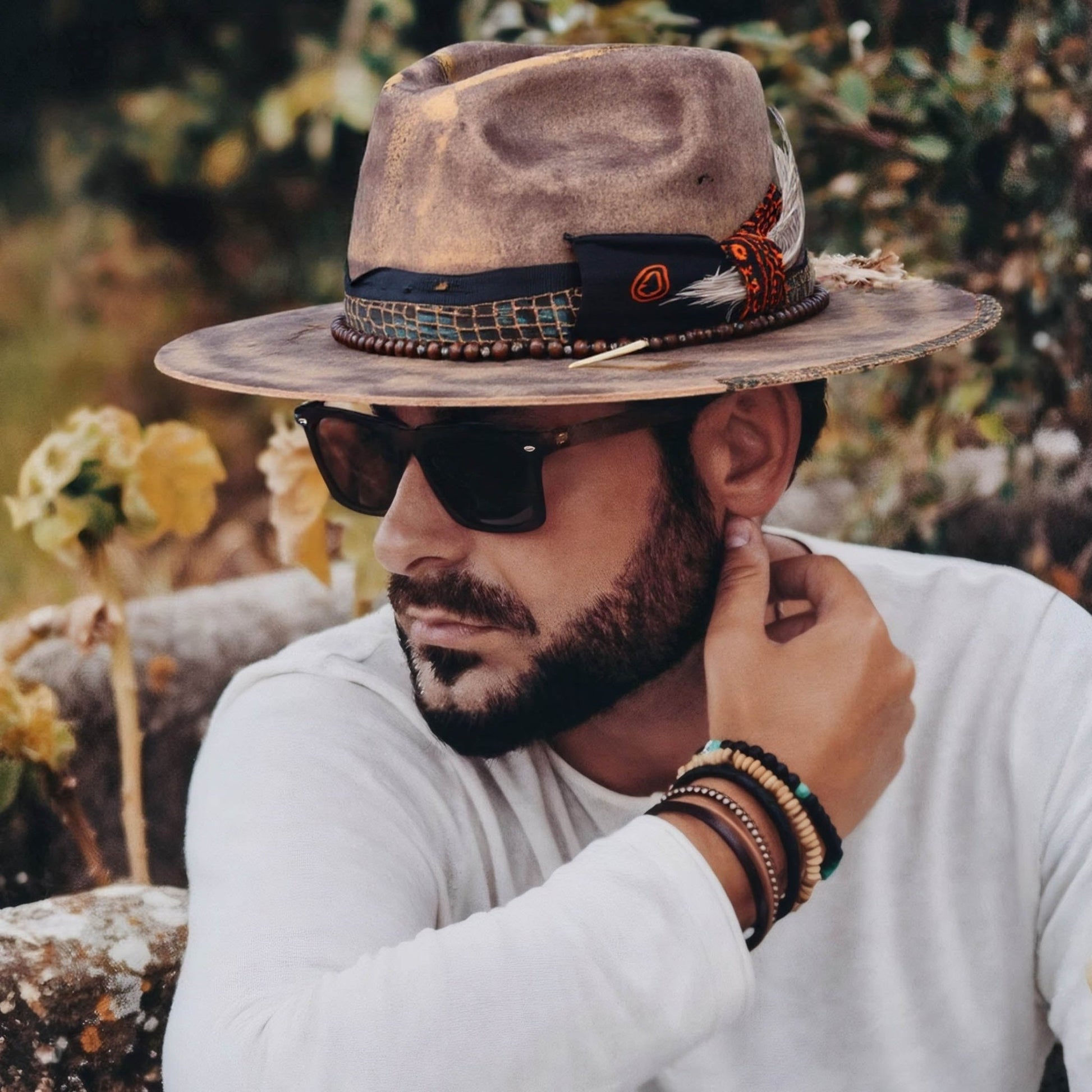 Totem – Tribal - Inspired Fedora in Burnt Brown - Ruediger Hats