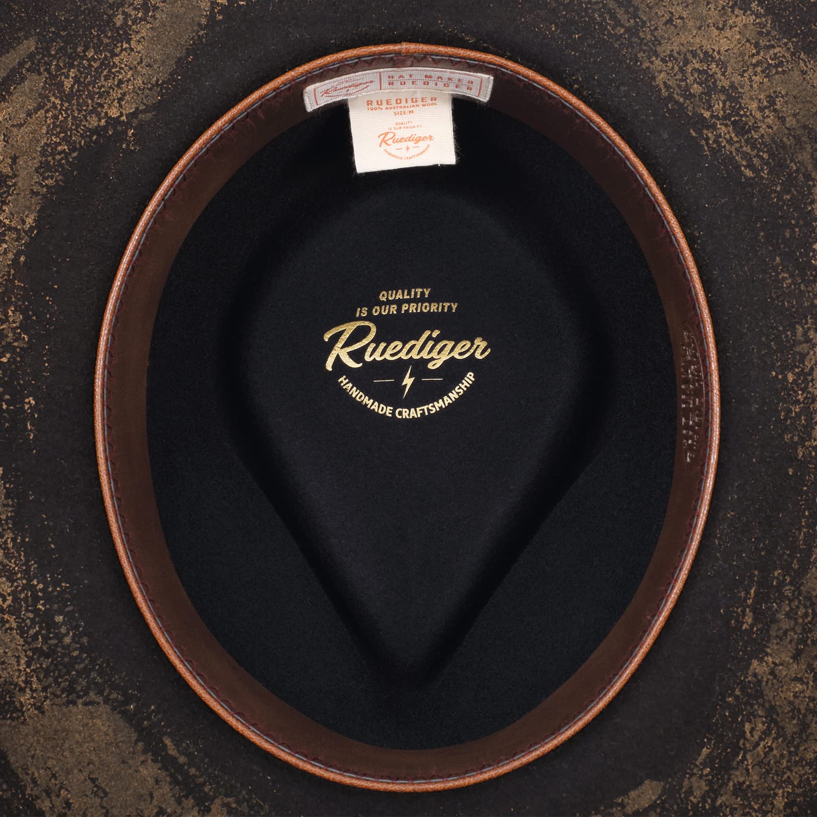 Vintage Burned Distressed Stiff Wool Fedora Hat - Ruediger Hats