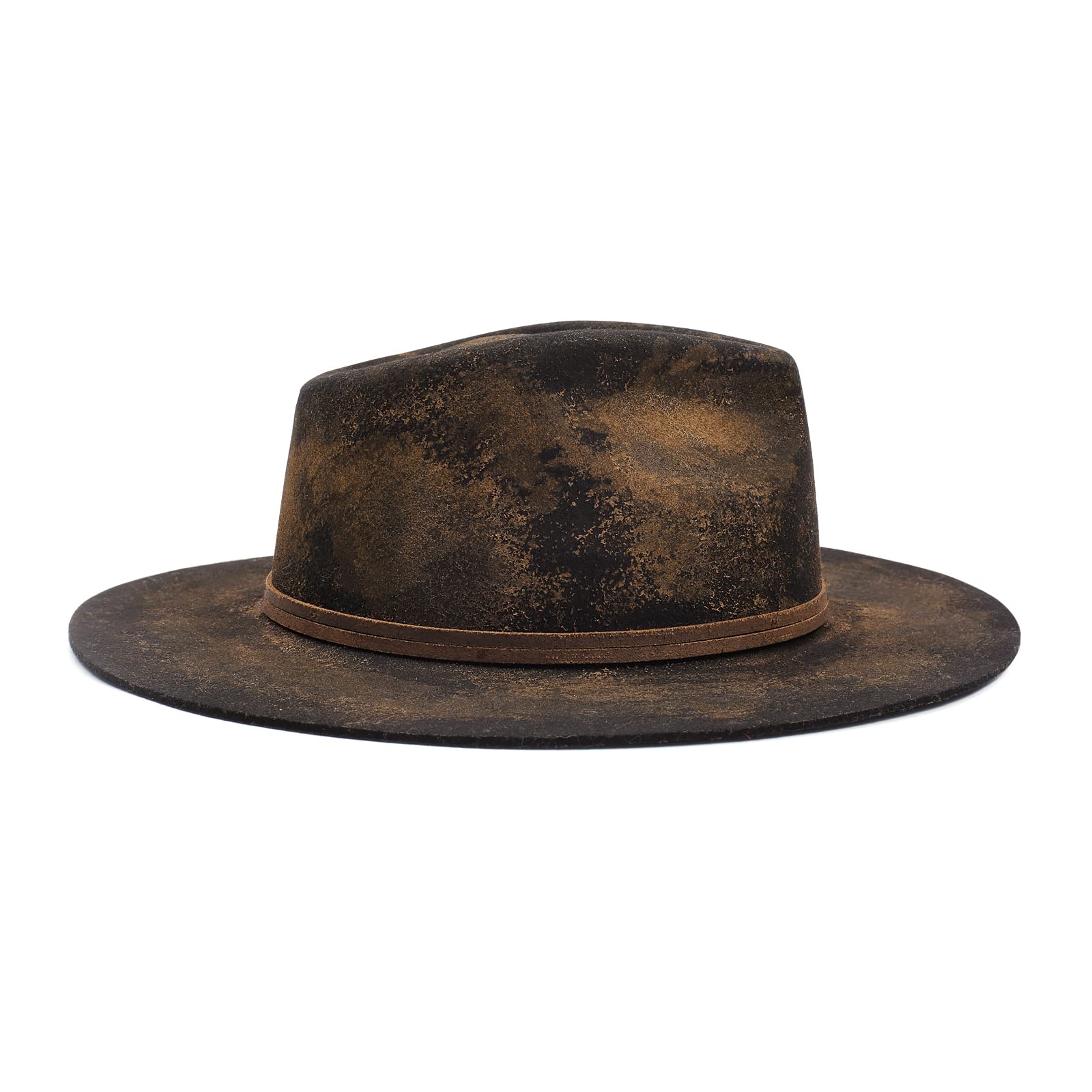 Vintage Burned Distressed Stiff Wool Fedora Hat - Ruediger Hats