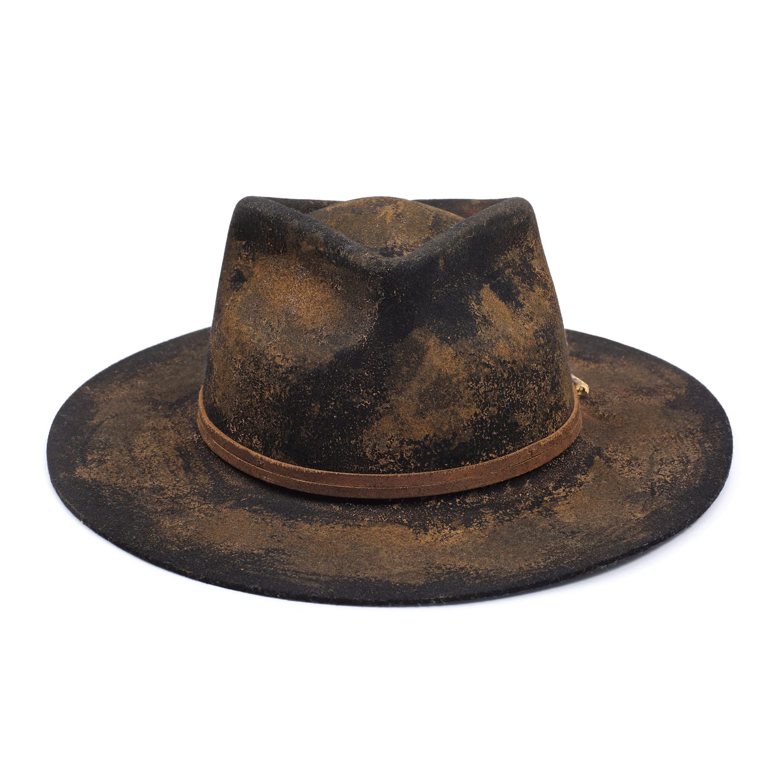 Vintage Burned Distressed Stiff Wool Fedora Hat - Ruediger Hats