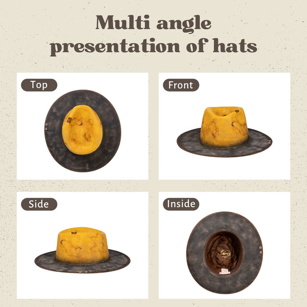 Western Stiff Fedora Hats With Mixed Color - Ruediger Hats
