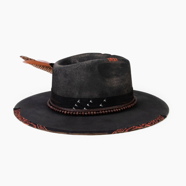 Wildcard – Distressed Black Wide Brim Fedora - Ruediger Hats