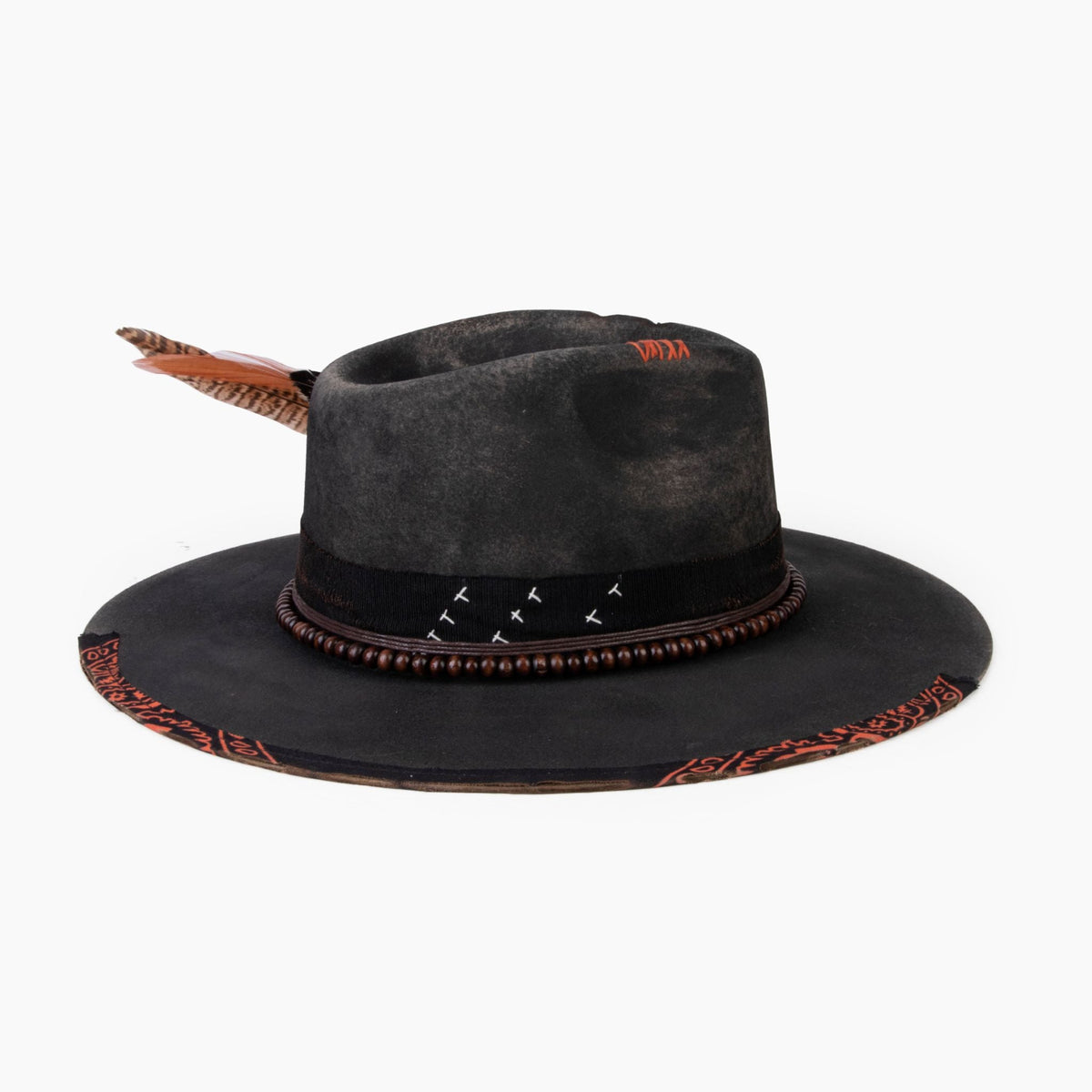 Wildcard – Distressed Black Wide Brim Fedora - Ruediger Hats
