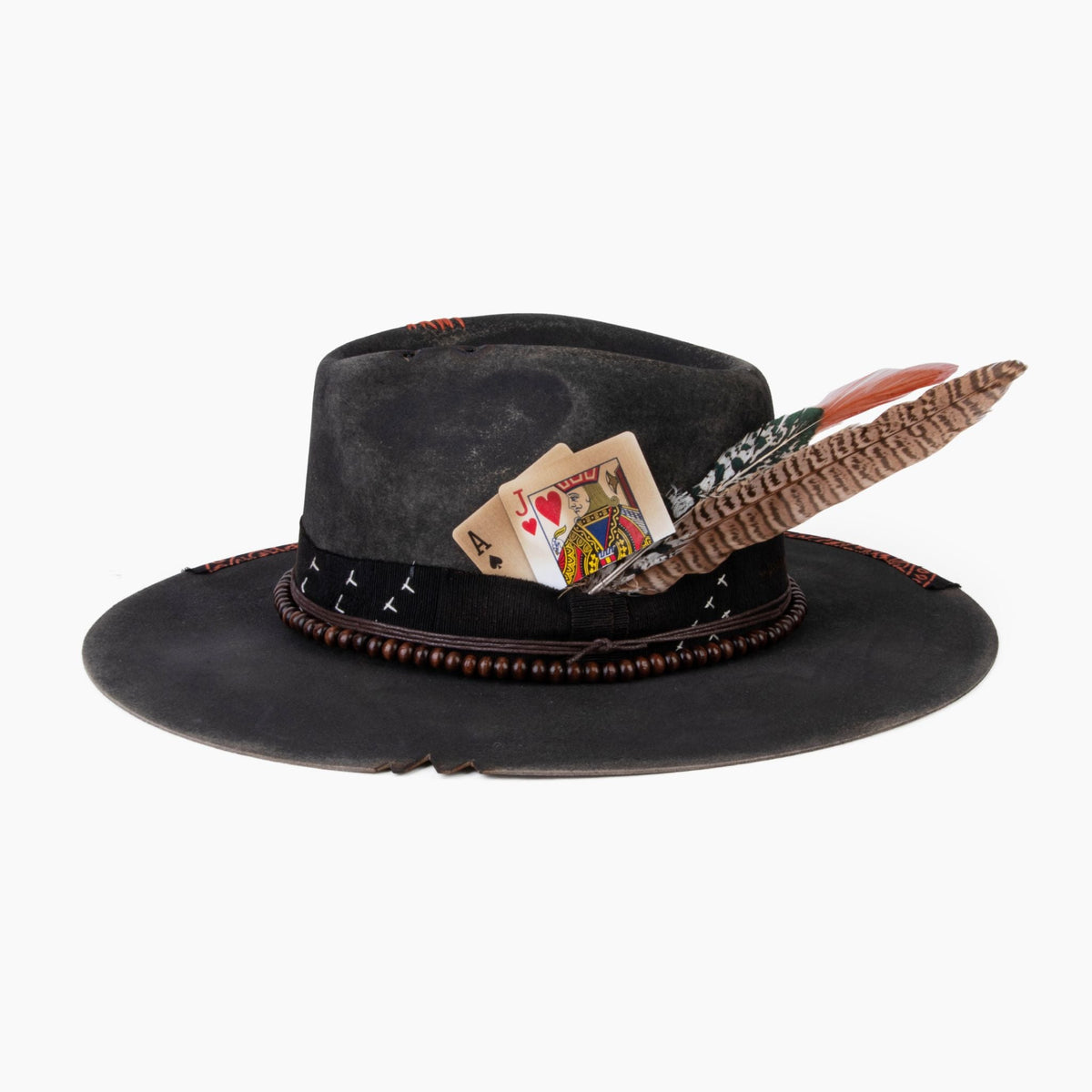 Wildcard – Distressed Black Wide Brim Fedora - Ruediger Hats