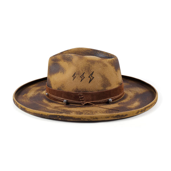 Hot Burning Three Lighting Bolt Signs Classic Fedora Hat - Ruediger Hats