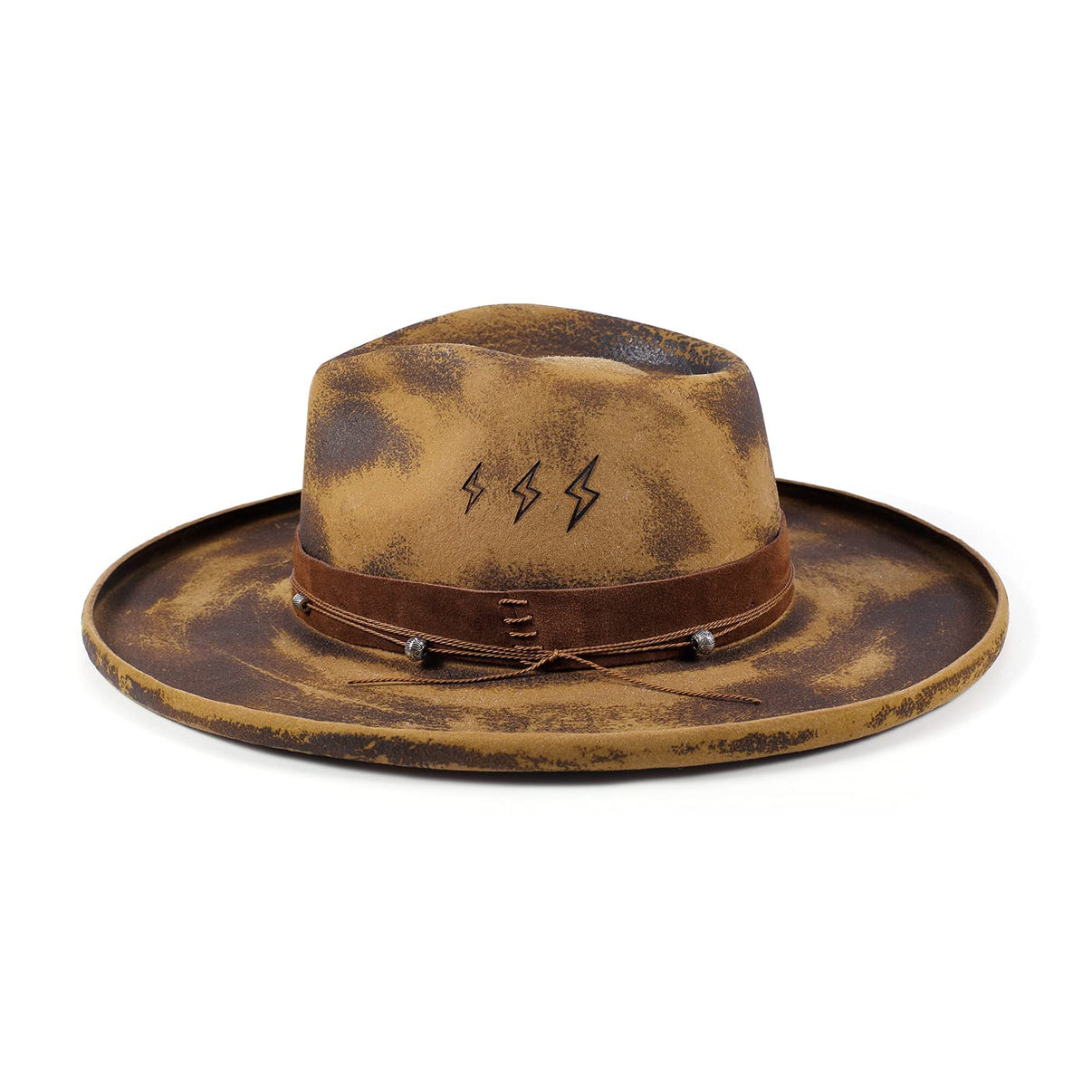 Burned Distressed Thunder Bolt Sign Classic Fedora Hat – Ruediger Hats