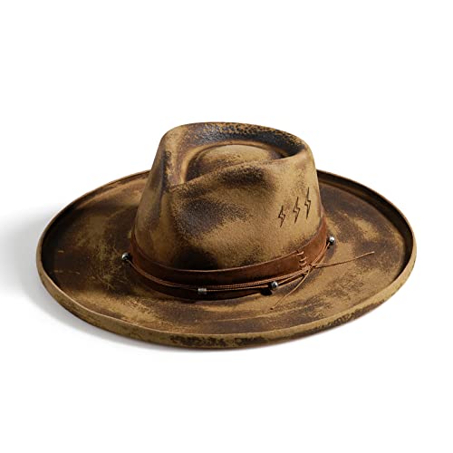 Echo Handcrafted Burned Distressed Pencil Brim Fedora Hat