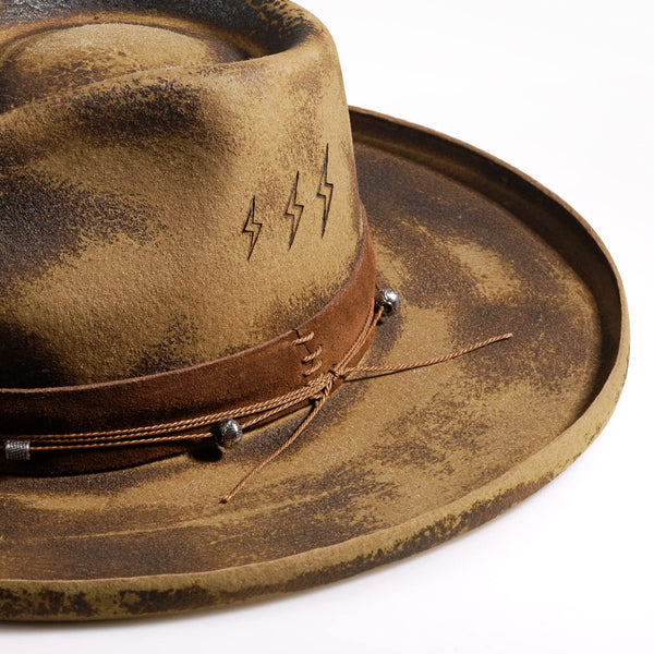 Hot Burning Three Lighting Bolt Signs Classic Fedora Hat - Ruediger Hats