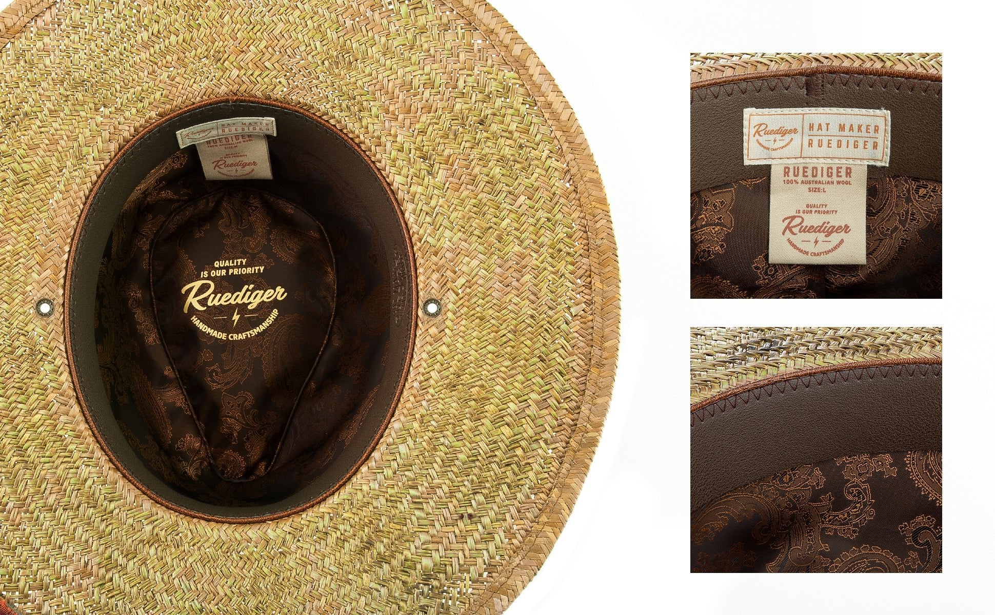 Leather Belt Feathery Straw Hat with Strap - Ruediger Hats