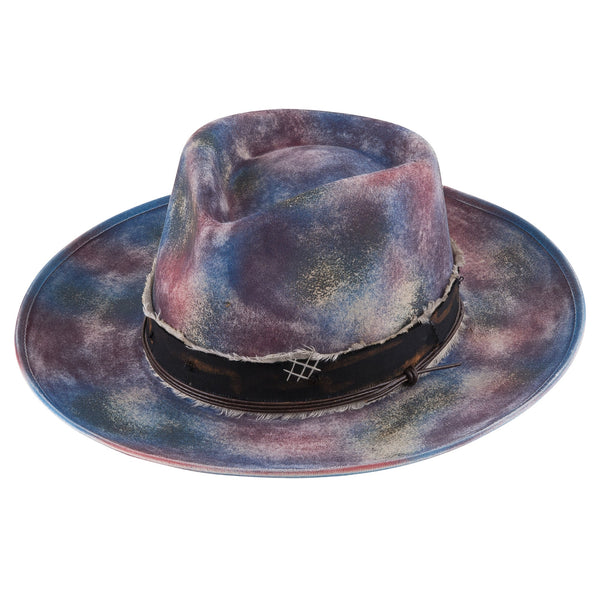 Multicolor Distressed Old Fashion Fedora Hat - Ruediger Hats